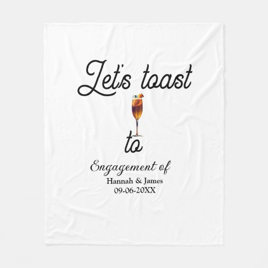 Let's toast to engagement party name date glass fleecedecke (Vorderseite)
