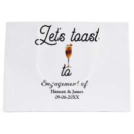 Let's toast to engagement party name date glass große geschenktüte