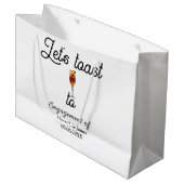 Let's toast to engagement party name date glass große geschenktüte (Vorderseite Schrägansicht)