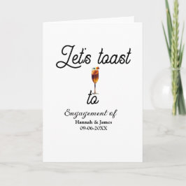 Let's toast to engagement party name date glass karte