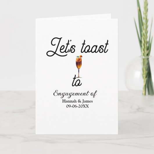Let's toast to engagement party name date glass karte (Vorderseite)
