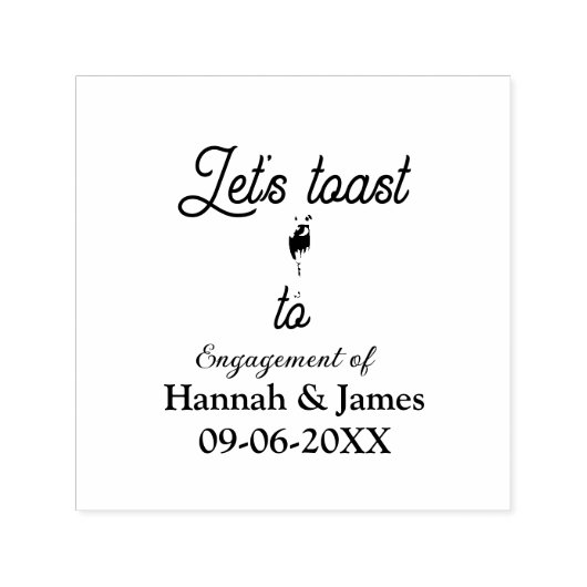 Let's toast to engagement party name date glass permastempel (Design)