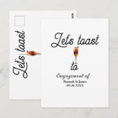 Let's toast to engagement party name date glass postkarte (Vorne/Hinten)