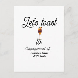 Let's toast to engagement party name date glass postkarte
