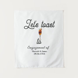 Let's toast to engagement party name date glass wandteppich