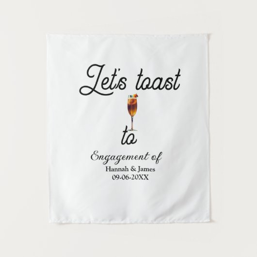 Let's toast to engagement party name date glass wandteppich (Vorderseite)
