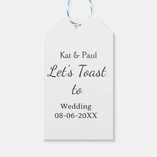 Let's toast to wedding add name date simple couple geschenkanhänger (Vorderseite)