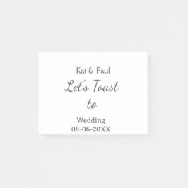 Let's toast to wedding add name date simple couple post-it klebezettel