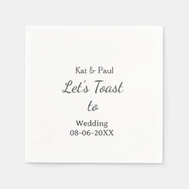 Let's toast to wedding add name date simple couple serviette