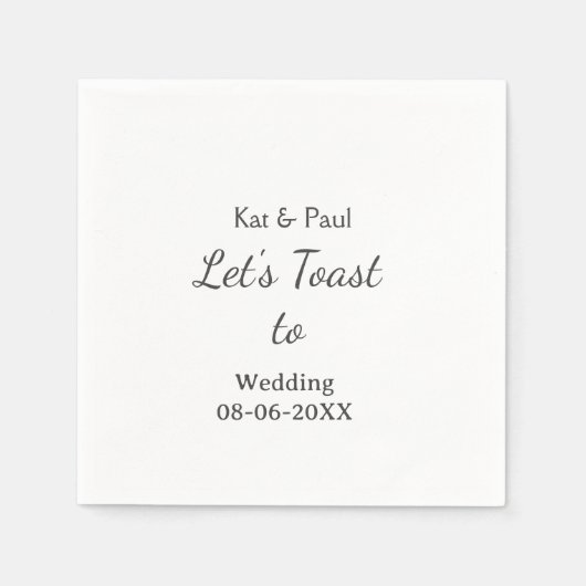 Let's toast to wedding add name date simple couple serviette (Vorderseite)