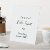 Let's toast to wedding add name date simple couple sockelschild (In SItu)