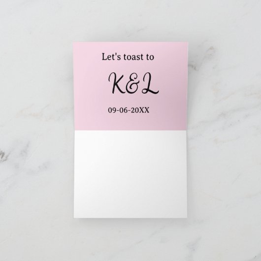 Let's toast to wedding engagement name letter pink dankeskarte (Innenseite)