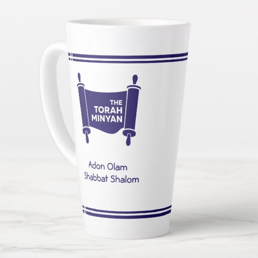 LETTE: TORAH MINYAN, ADON OLAM SHABBAT SHALOM 17oz Milchtasse (Linke Ecke)