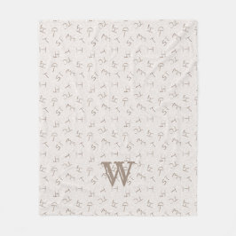 Letted Cattle Brand Tan Fleecedecke