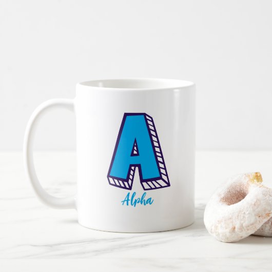 Letter A Alpha NATO Buchstabiertafel Kaffeetasse (Mit Donut)