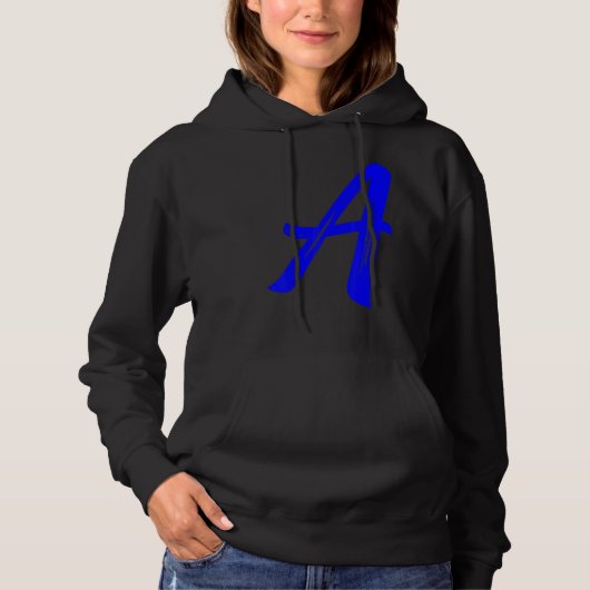 Letter A Alphabet Large Blue Graphic Initial Hoodie (Vorderseite)