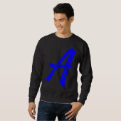 Letter A Alphabet Large Blue Graphic Initial Sweatshirt (Vorne ganz)