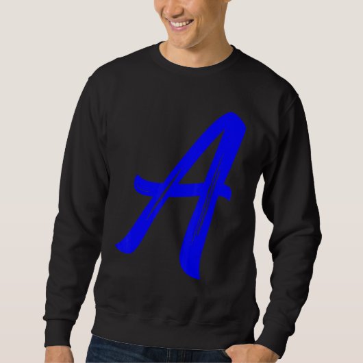Letter A Alphabet Large Blue Graphic Initial Sweatshirt (Vorderseite)
