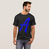 Letter A Alphabet Large Blue Graphic Initial T-Shirt (Vorne ganz)