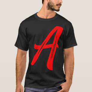 Letter A Alphabet Large Red Graphal Initial T-Shirt