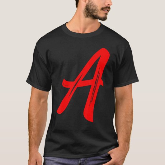 Letter A Alphabet Large Red Graphal Initial T-Shirt (Vorderseite)