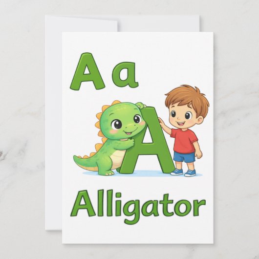 Letter A Alphabet Postcard – A is for Alligator Einladung (Vorderseite)