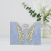 Letter A Angel Monogram Postkarte (Stehend Vorderseite)