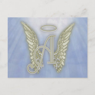 Letter A Angel Monogram Postkarte