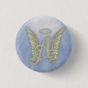 Letter A Angel Monogramm Button