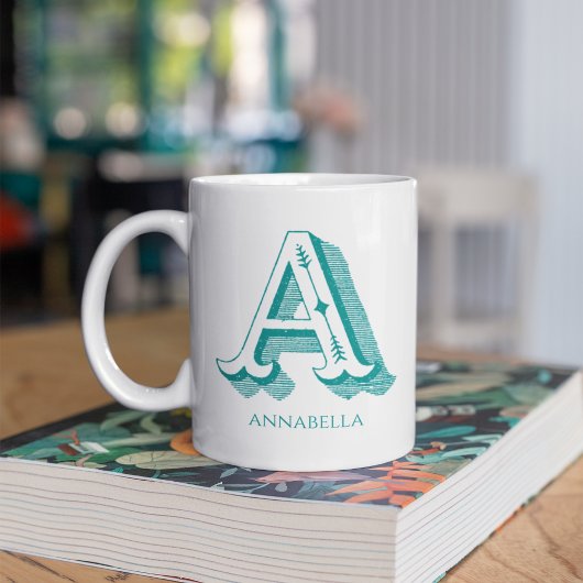 Letter A Aquamarin Monogram Modern Name Kaffeetasse