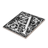 Letter A Art Nouveau Schwarz/Weiß Fliese (Seite)