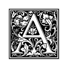 Letter A Art Nouveau Schwarz/Weiß Tile Permastempel