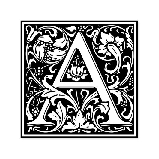 Letter A Art Nouveau Schwarz/Weiß Tile Permastempel (Design)