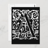 Letter A Black and White Monogram Cards Postkarte (Vorne/Hinten)