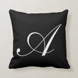 Letter A Black Monogramm Pilz Kissen