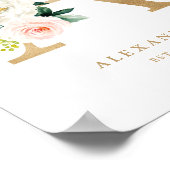Letter A Blush Floral Monogram Gold Foil Kinderzim Poster (Ecke)