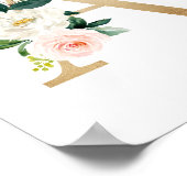 Letter A Blush Floral Monogram Imitate Gold Foil Poster (Ecke)