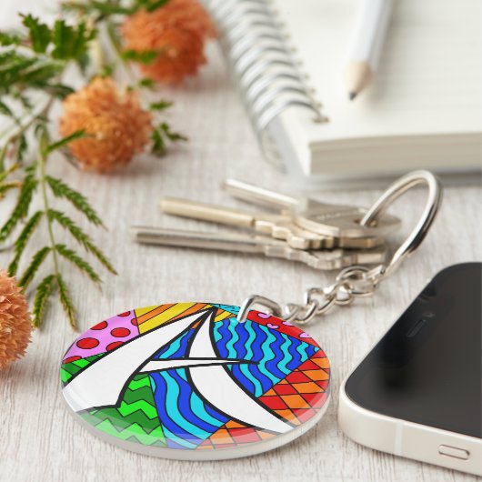 Letter A bunt doodles Schlüsselanhänger (Vorderseite rechts)