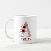 Letter A Burgundy Blush Floral Kaffeetasse (Links)