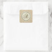 Letter A burlap rustic Design Aufkleber (Tasche)