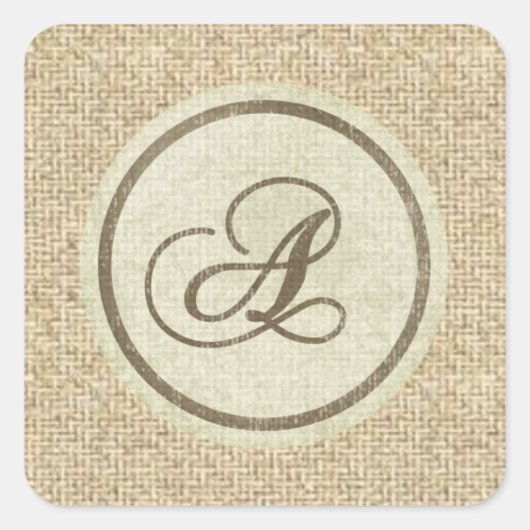 Letter A burlap rustic Design Aufkleber (Vorderseite)