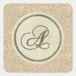 Letter A burlap rustic Design Aufkleber