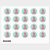 Letter A carnival style monogram initiale Bevorzug Runder Aufkleber (Blatt)