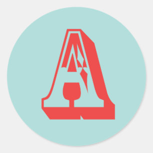 Letter A carnival style monogram initiale Bevorzug Runder Aufkleber