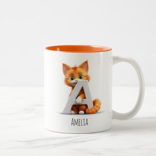 Letter A Cat Alphabet Monogram Coffee Tasse (Rechts)