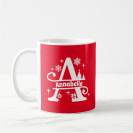 Letter A Christmas Monogram Initial Name Red Kaffeetasse