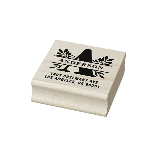Letter A Classic Foliage Family Monogram-Adresse Gummistempel (Stempel)