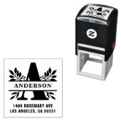 Letter A Classic Foliage Family Monogram-Adresse Permastempel (Beispiel)