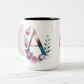 Letter A Coffee Tasse - Blumendesign für Geschenke (Vorderseite Links)