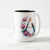 Letter A Coffee Tasse - Blumendesign für Geschenke (VorderseiteRechts)